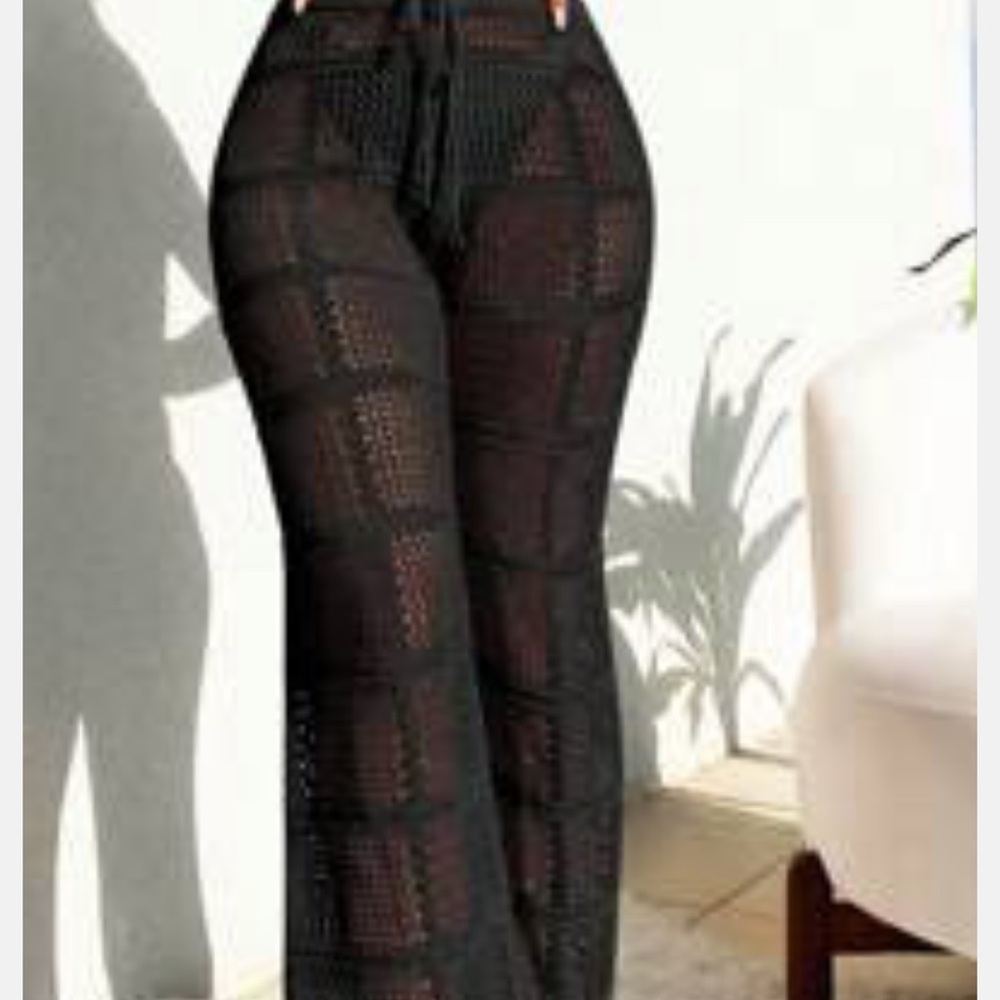Black Crochet Women's Pants
